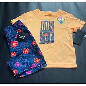 NWT Hurley Rash Guard & Board Shorts Swim Set Baby Boys Size 24M